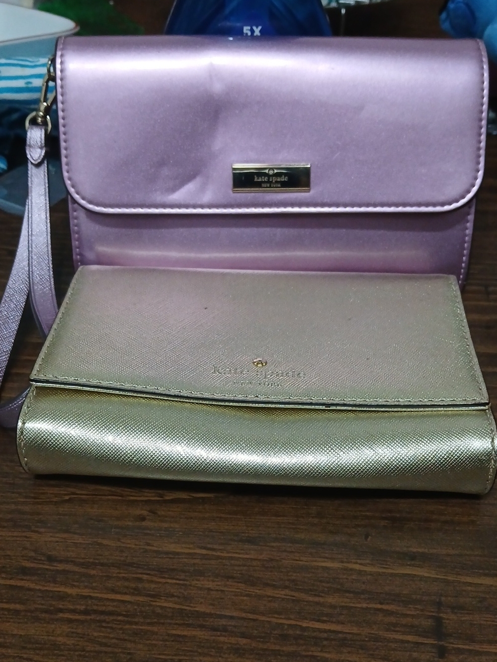 2 kate spade lilac crossbody with metallic gold Clutch